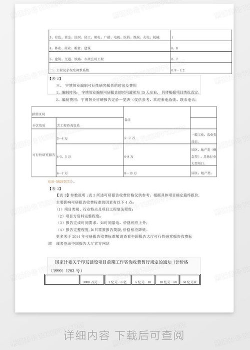 可行性研究报告收费标准word模板下载 编号qzwbaaem 熊猫办公