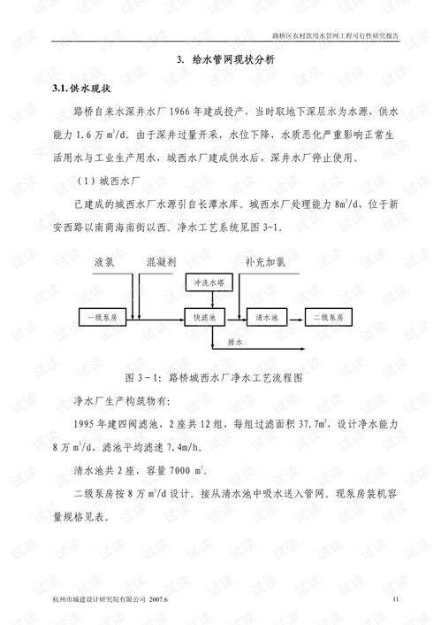 路桥区农村饮用水管网工程可行性研究报告 精品创业计划书模板.pdf