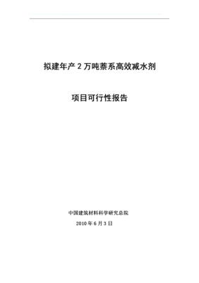 拟建年产2万吨萘系高效减水剂项目可行性研究报告
